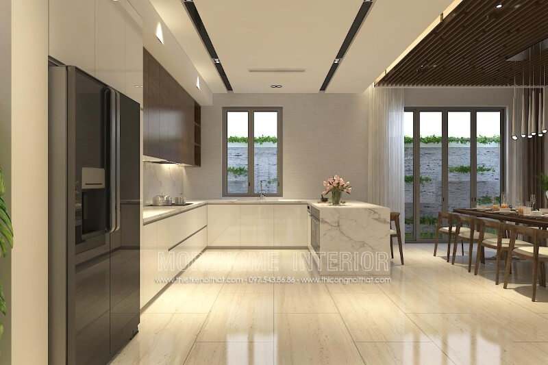 Mẫu tủ bếp biệt thẹ cao cấp, sang trọng
