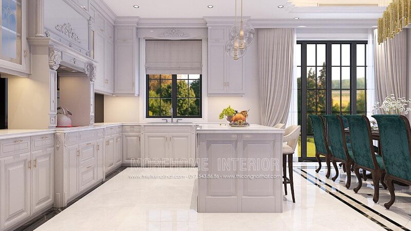 Mẫu tủ bếp biệt thẹ cao cấp, sang trọng