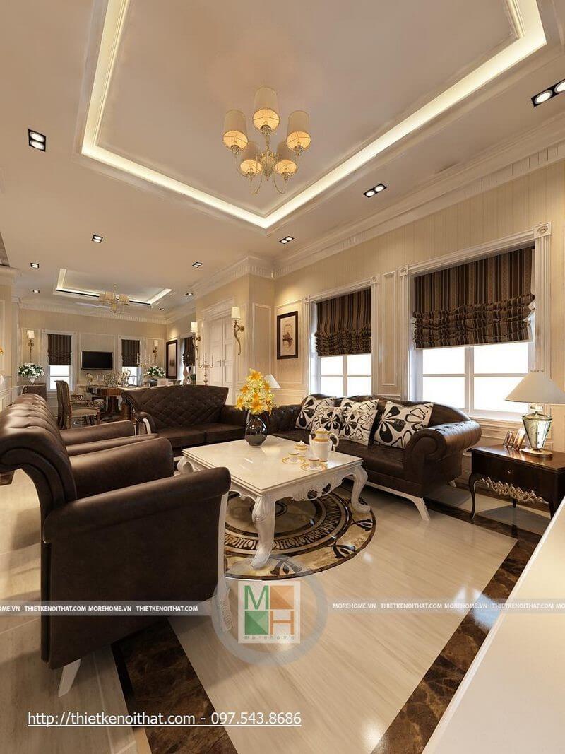 Thiết kế phòng khách biệt thự đẹp, sang trọng