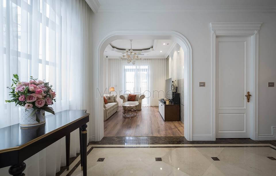 Ứng dụng gạch lát nền vân đá Marble kích thước 60x60 (cm) vào lát sảnh biệt thự Chiêm ngưỡng các cách bố trí phòng khách biệt thự độc đáo nhất