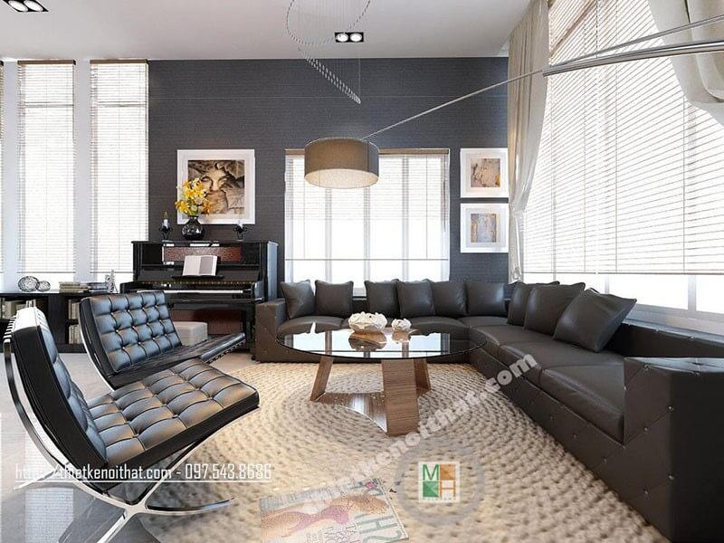 Thiết kế nội thất phòng khách hiện đại tại biệt thự văn khê Hà Đông Chiêm ngưỡng các cách bố trí phòng khách biệt thự độc đáo nhất