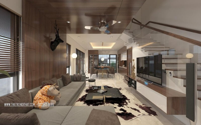 Thiết kế nội thất phòng khách biệt thự trẻ trung, sang trọng