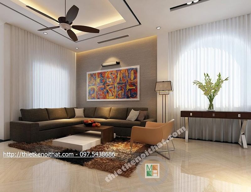 Thiết kế phòng khách hiện đại cho biệt thự
